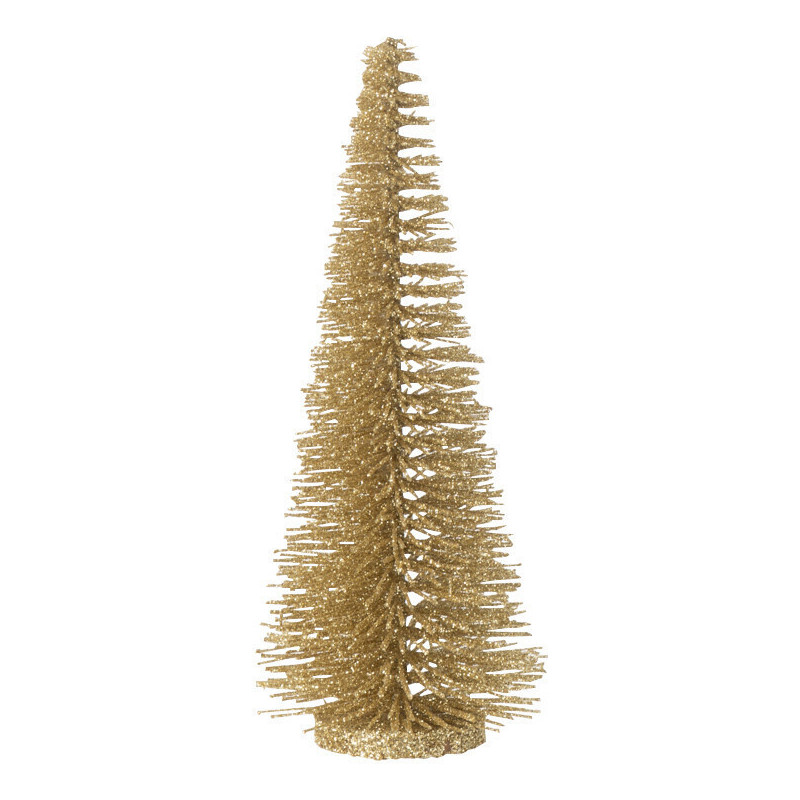 Sapin de Noël déco à poser Hauteur 15 cm en Plastique Doré Avec paillettes Zynor - 1