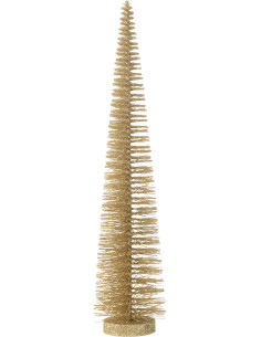 Sapin de Noël déco à poser Hauteur 39 cm en Plastique Doré Avec paillettes Zynor - 1