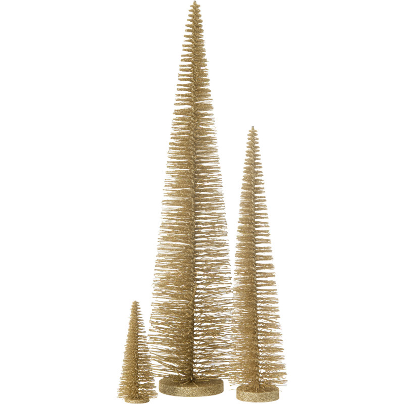 Sapin de Noël déco à poser XL Hauteur 61 cm en Plastique Doré Avec paillettes Zynor - 3