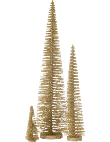 Sapin de Noël déco à poser XL Hauteur 61 cm en Plastique Doré Avec paillettes Zynor - 3