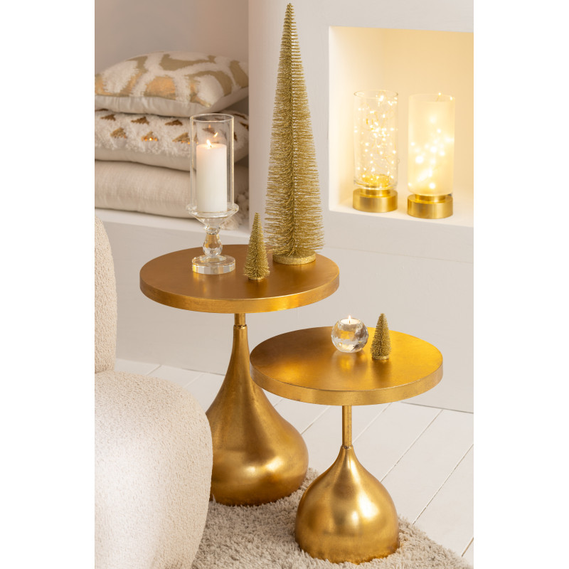 Sapin de Noël déco à poser XL Hauteur 61 cm en Plastique Doré Avec paillettes Zynor - 4