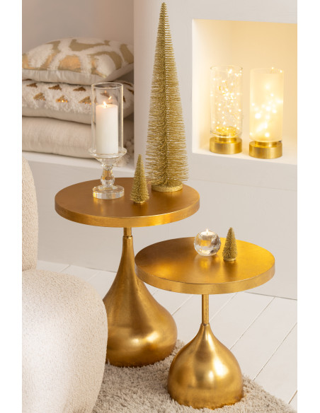 Sapin de Noël déco à poser XL Hauteur 61 cm en Plastique Doré Avec paillettes Zynor - 4