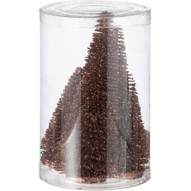 Sapins de Noël déco à poser en Plastique Marron Avec paillettes Zynor (Lot de 4) - 2