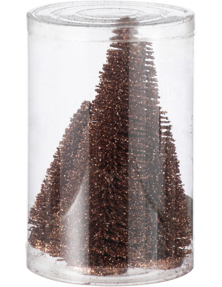 Sapins de Noël déco à poser en Plastique Marron Avec paillettes Zynor (Lot de 4) - 2
