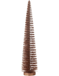 Sapin de Noël déco à poser Hauteur 39 cm en Plastique Marron Avec paillettes Zynor - 1