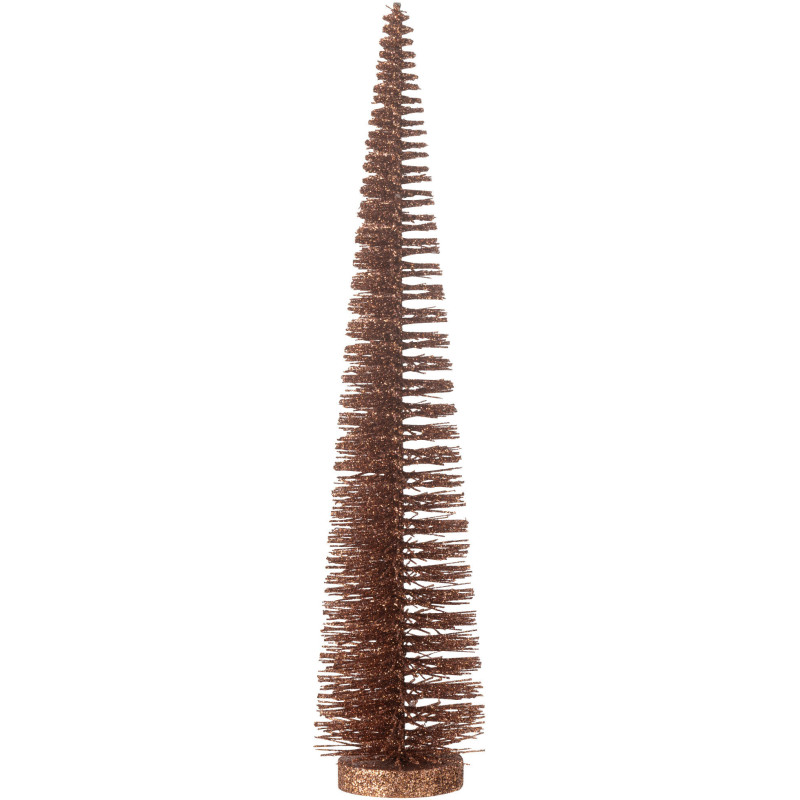 Sapin de Noël déco à poser Hauteur 39 cm en Plastique Marron Avec paillettes Zynor - 1