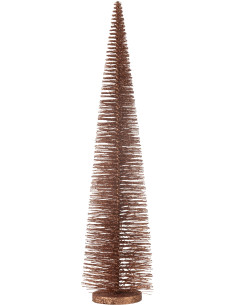 Sapin de Noël déco à poser XL Hauteur 61 cm en Plastique Marron Avec paillettes Zynor - 1
