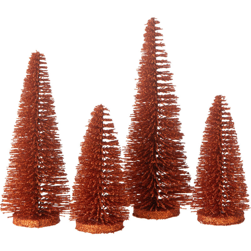 Sapins de Noël déco à poser en Plastique Cuivré Avec paillettes Zynor (Lot de 4) - 1