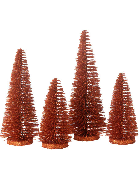 Sapins de Noël déco à poser en Plastique Cuivré Avec paillettes Zynor (Lot de 4) - 1