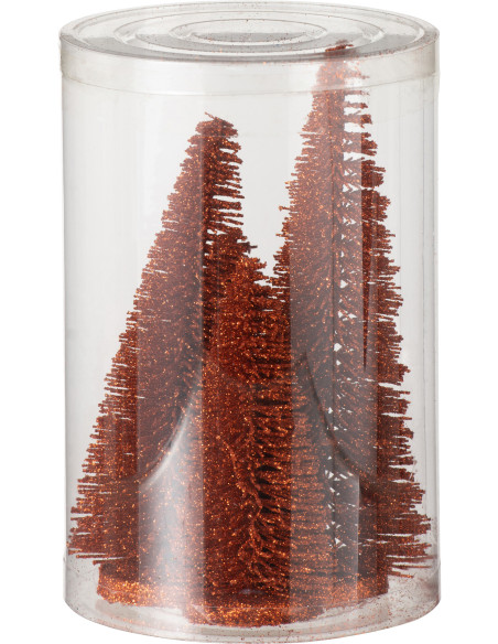 Sapins de Noël déco à poser en Plastique Cuivré Avec paillettes Zynor (Lot de 4) - 2