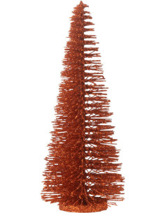 Sapin de Noël déco à poser Hauteur 15 cm en Plastique Cuivré Avec paillettes Zynor - 1