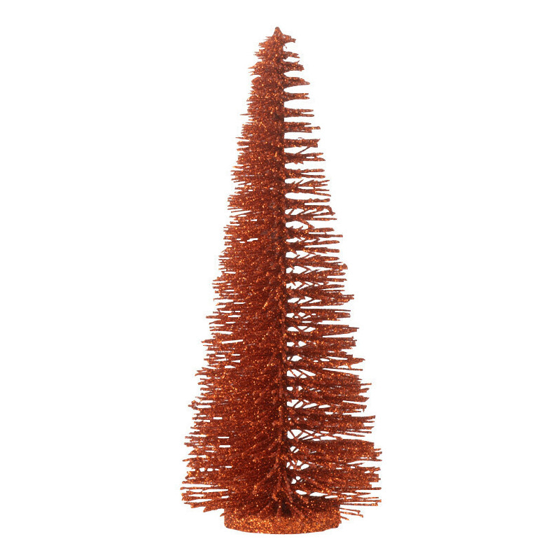 Sapin de Noël déco à poser Hauteur 15 cm en Plastique Cuivré Avec paillettes Zynor - 1
