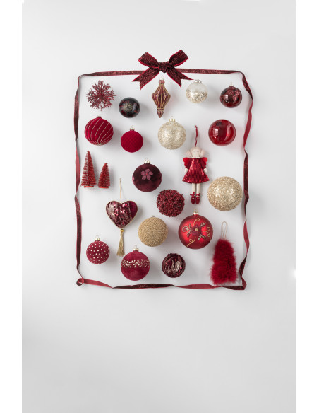 Sapins de Noël déco à poser en Plastique Rouge Avec paillettes Zynor (Lot de 4) - 2