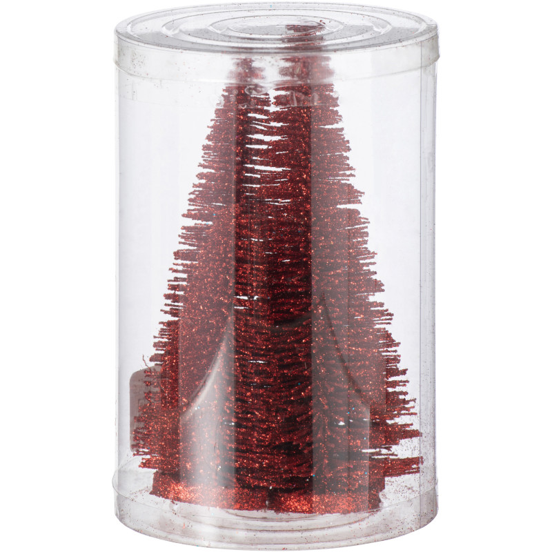 Sapins de Noël déco à poser en Plastique Rouge Avec paillettes Zynor (Lot de 4) - 3