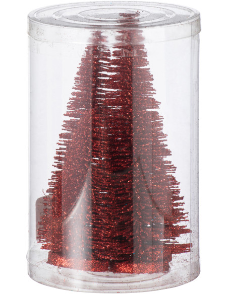 Sapins de Noël déco à poser en Plastique Rouge Avec paillettes Zynor (Lot de 4) - 3