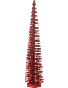 Sapin de Noël déco à poser Hauteur 39 cm en Plastique Rouge Avec paillettes Zynor - 1