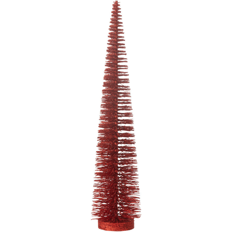 Sapin de Noël déco à poser Hauteur 39 cm en Plastique Rouge Avec paillettes Zynor - 1