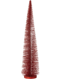 Sapin de Noël déco à poser XL Hauteur 61 cm en Plastique Rouge Avec paillettes Zynor - 1