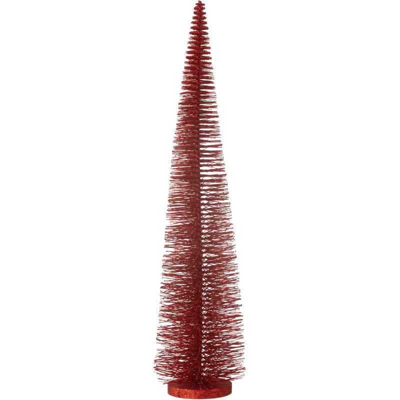 Sapin de Noël déco à poser XL Hauteur 61 cm en Plastique Rouge Avec paillettes Zynor - 1