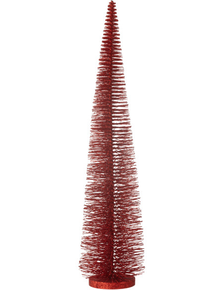 Sapin de Noël déco à poser XL Hauteur 61 cm en Plastique Rouge Avec paillettes Zynor - 1