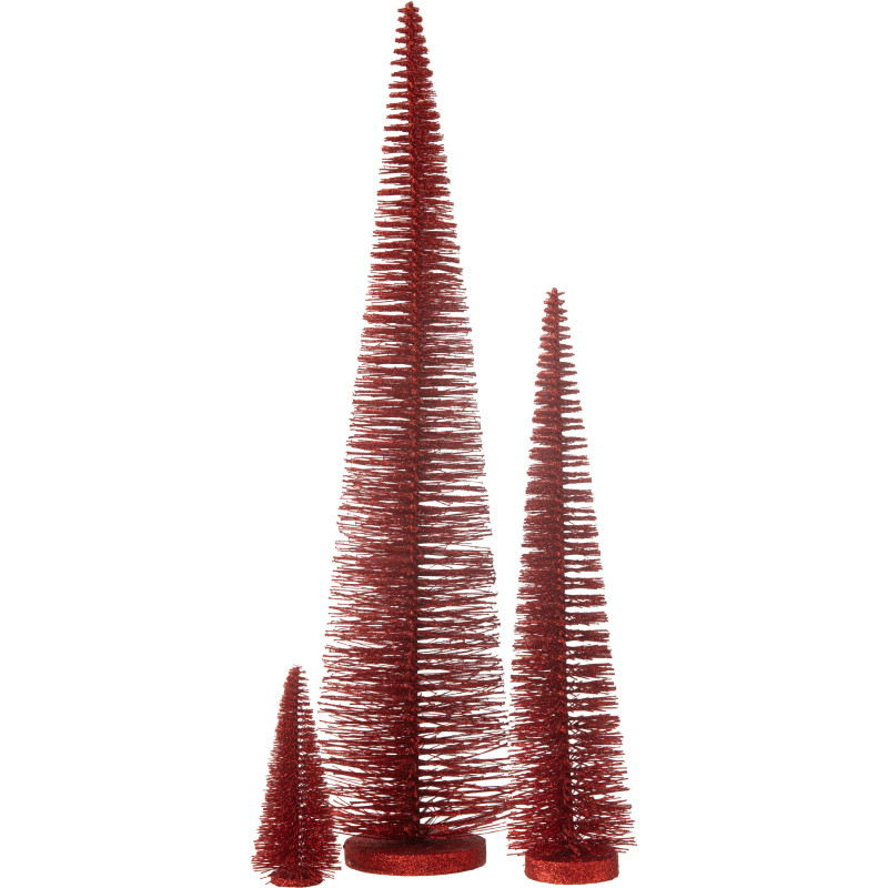 Sapin de Noël déco à poser XL Hauteur 61 cm en Plastique Rouge Avec paillettes Zynor - 2
