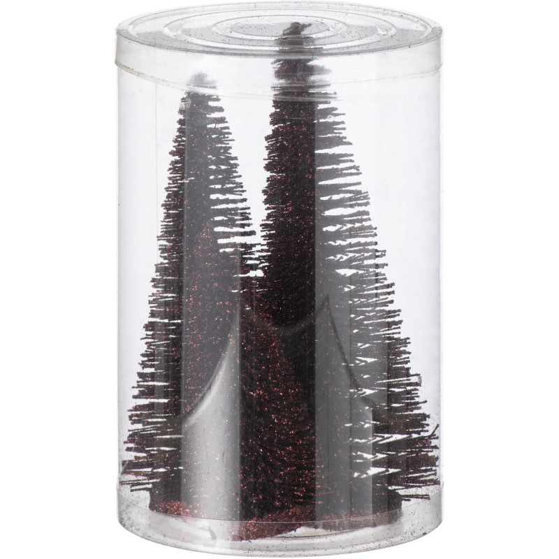 Sapins de Noël déco à poser en Plastique Rouge bordeaux Avec paillettes Zynor (Lot de 4) - 3