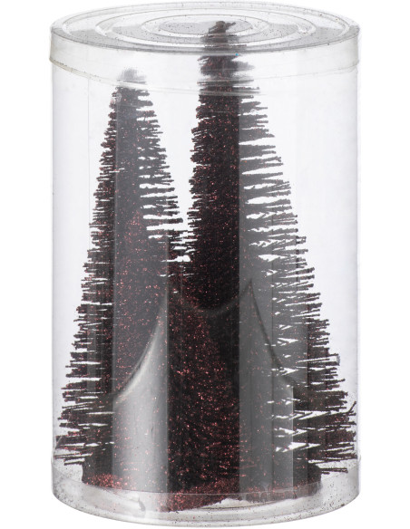 Sapins de Noël déco à poser en Plastique Rouge bordeaux Avec paillettes Zynor (Lot de 4) - 3