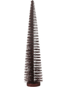 Sapin de Noël déco à poser Hauteur 39 cm en Plastique Rouge bordeaux Avec paillettes Zynor - 1