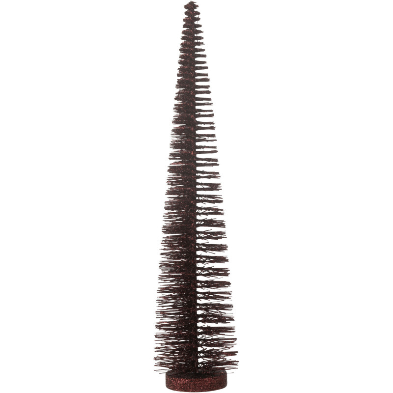 Sapin de Noël déco à poser Hauteur 39 cm en Plastique Rouge bordeaux Avec paillettes Zynor - 1