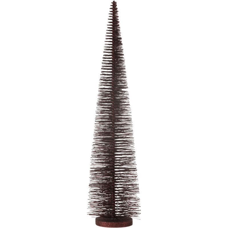 Sapin de Noël déco à poser XL Hauteur 61 cm en Plastique Rouge bordeaux Avec paillettes Zynor - 1