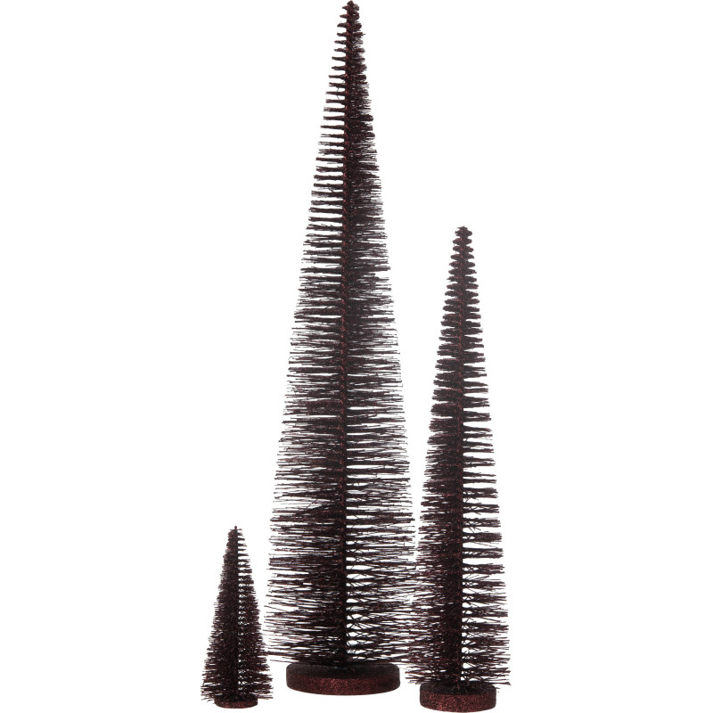 Sapin de Noël déco à poser XL Hauteur 61 cm en Plastique Rouge bordeaux Avec paillettes Zynor - 2