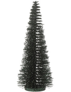 Sapin de Noël déco à poser Hauteur 15 cm en Plastique Vert foncé Avec paillettes Zynor - 1