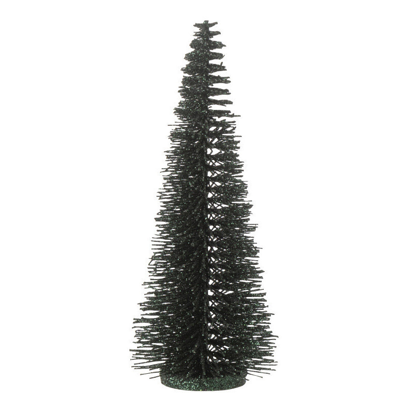 Sapin de Noël déco à poser Hauteur 15 cm en Plastique Vert foncé Avec paillettes Zynor - 1