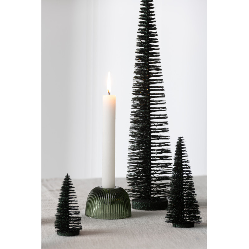 Sapin de Noël déco à poser Hauteur 15 cm en Plastique Vert foncé Avec paillettes Zynor - 3