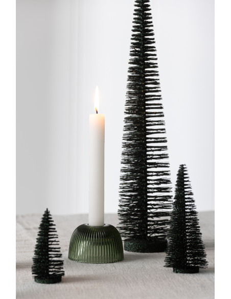 Sapin de Noël déco à poser Hauteur 15 cm en Plastique Vert foncé Avec paillettes Zynor - 3
