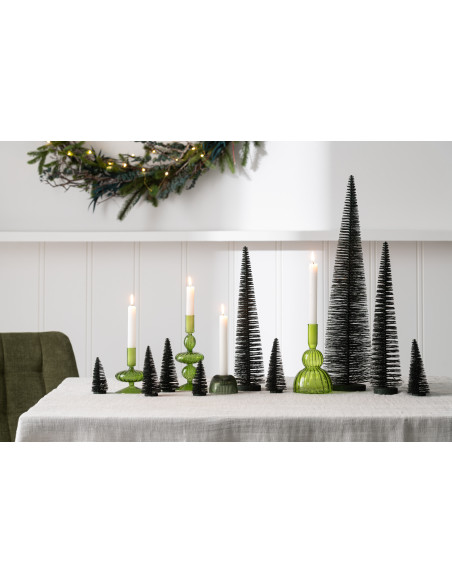 Sapin de Noël déco à poser Hauteur 39 cm en Plastique Vert foncé Avec paillettes Zynor - 3