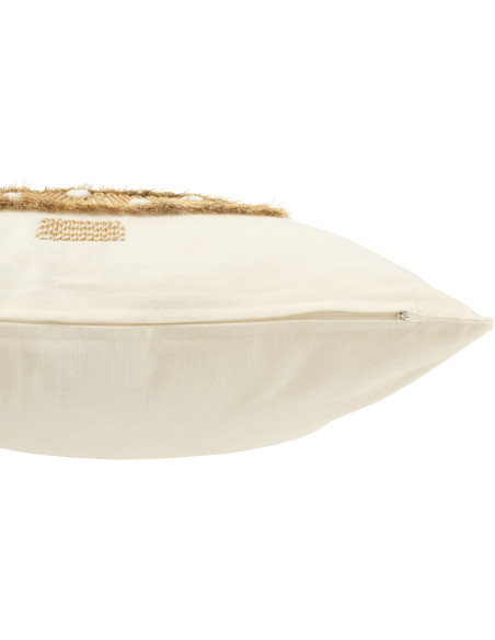 Coussin original Carré 45x45 en Coton Blanc Doré Avec pompons Motif Sapin de Noël Joryn - 3