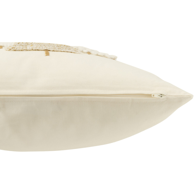 Coussin original relief Carré 45x45 en Coton Blanc Doré Motif Sapin de Noël Endoril - 4