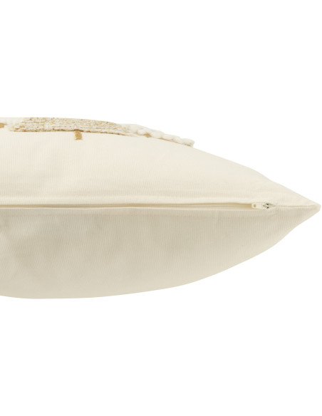 Coussin original relief Carré 45x45 en Coton Blanc Doré Motif Sapin de Noël Endoril - 4