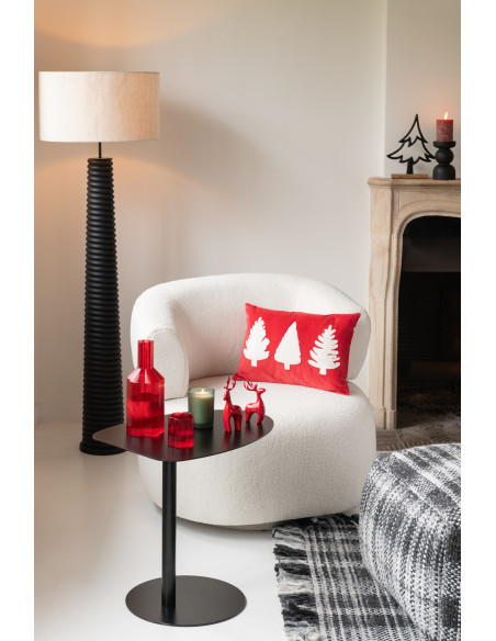 Coussin original Rectangulaire 45x30 en Velours Rouge Blanc Motif Sapins Alythra - 2