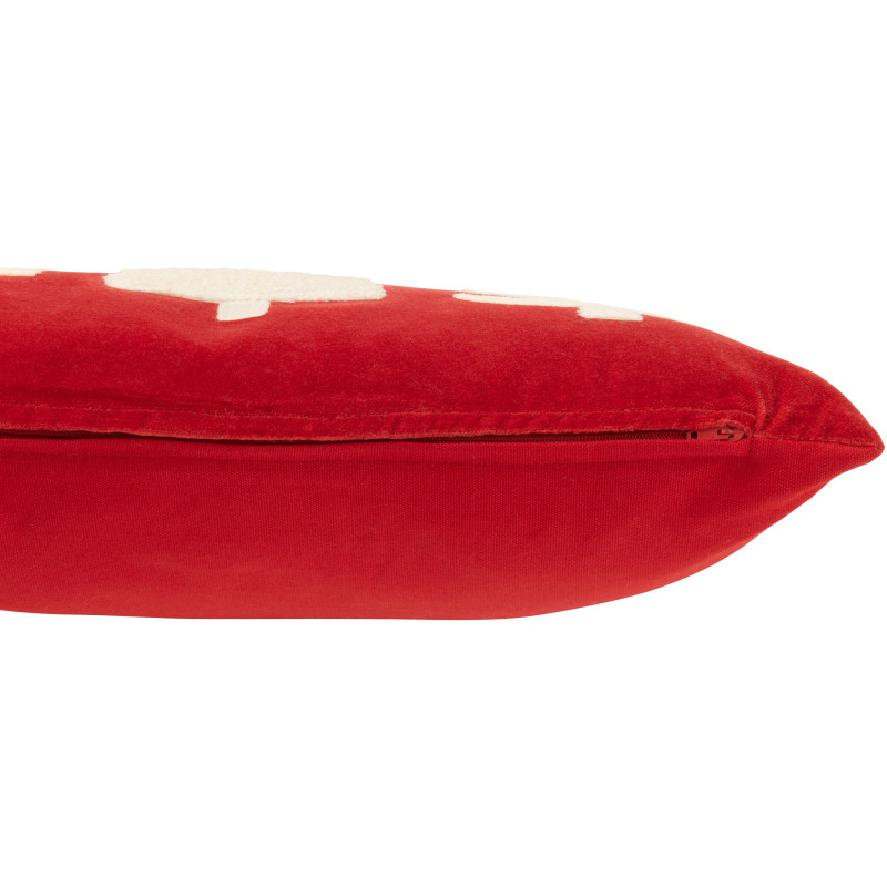 Coussin original Rectangulaire 45x30 en Velours Rouge Blanc Motif Sapins Alythra - 4