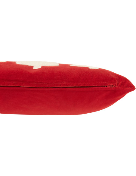 Coussin original Rectangulaire 45x30 en Velours Rouge Blanc Motif Sapins Alythra - 4