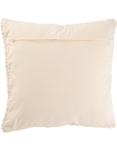 Coussin XL style vintage Carré 50x50 en Coton Blanc Délavé Motif tricot & tressage Nyxari - 2