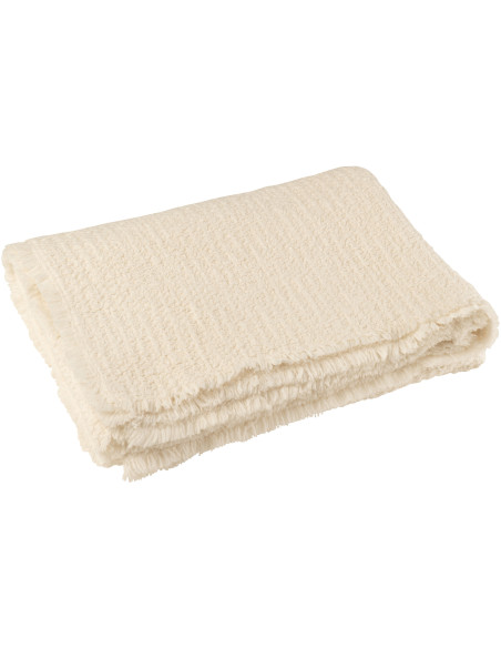 Plaid original 180x130 en Coton Tissu Blanc Effiloché Xyrell - 1