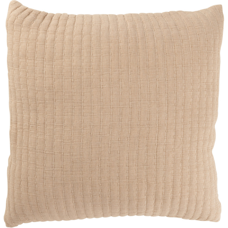 Coussin original Carré 45x45 en Coton Tissu Beige Motif coutures Teddy - 1