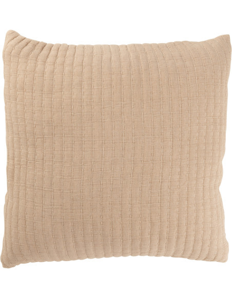 Coussin original Carré 45x45 en Coton Tissu Beige Motif coutures Teddy - 1