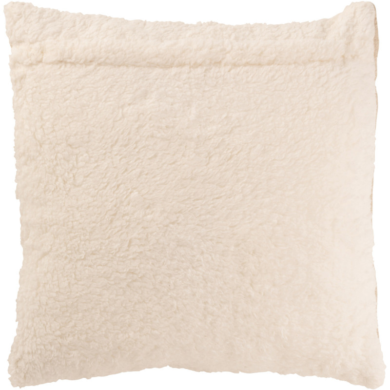 Coussin original Carré 45x45 en Coton Tissu Beige Motif coutures Teddy - 3