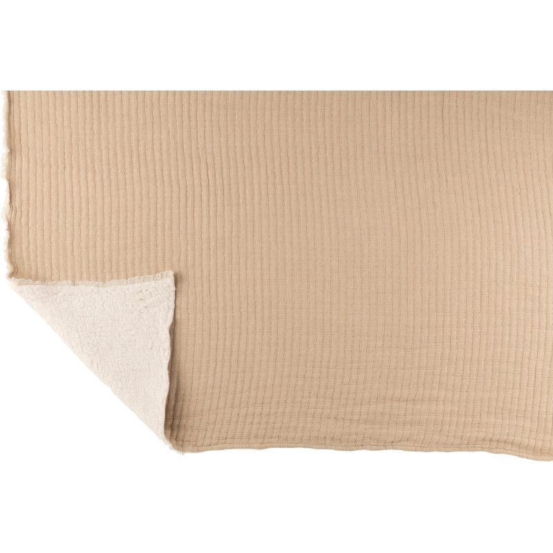 Plaid original 180x130 en Coton Tissu Beige Motif coutures Teddy - 4