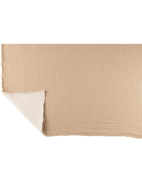 Plaid original 180x130 en Coton Tissu Beige Motif coutures Teddy - 4