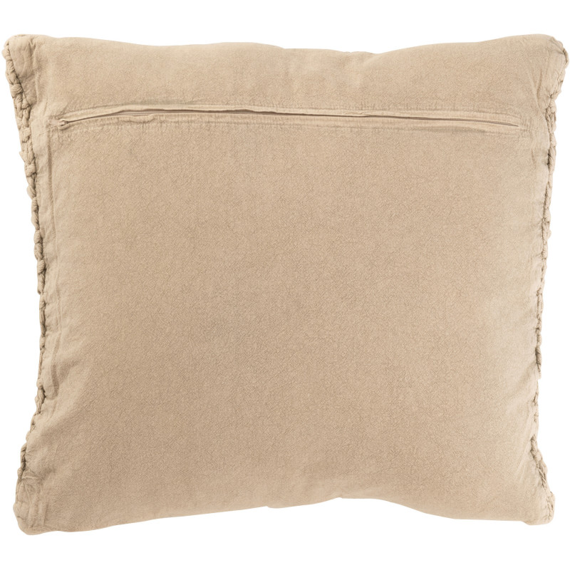 Coussin XL style vintage Carré 50x50 en Coton Beige Délavé Motif tricot & tressage Nyxari - 2